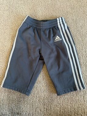 Adidas Kids Dark Grey Sweatpants With Stripes - size 6m